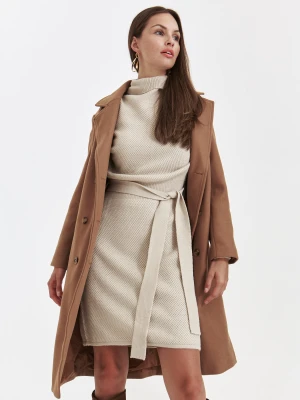 Beżowa swetrowa sukienka z wiązaniem Top Secret