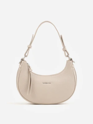Beżowa Torebka Bagietka w Kształcie Półksiężyca z Paskiem Crossbody Dianialla Luigisanto