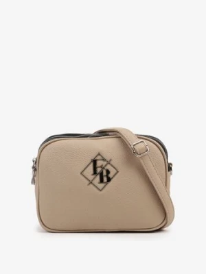 Beżowa Torebka Listonoszka z Metaliczną Aplikacją Lanirosia fashion&bags