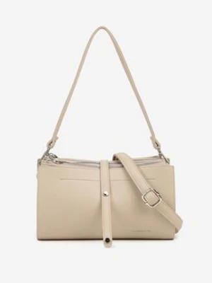 Beżowa Torebka Mała Listonoszka z Suwakiem Paskiem i Rączką Lumineae luigisanto