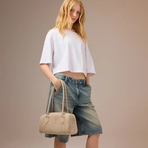 Beżowa torebka na ramię ze sztucznego zamszu House