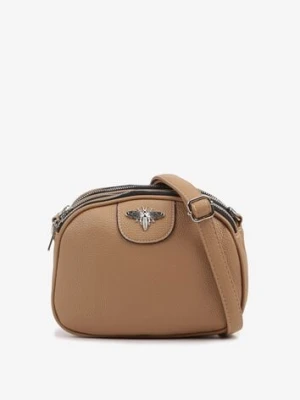 Beżowa Torebka Ozdobiona Metaliczną Aplikacją Nanowena fashion&bags