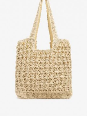 Beżowa Torebka Plażowa Typu Shopper w Stylu Boho Galira