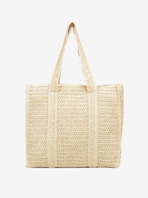 Beżowa Torebka Shopper Plażowa z Plecionki Galavisena Versoli