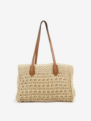 Beżowa Torebka Shopperka w Stylu Boho Galomirea