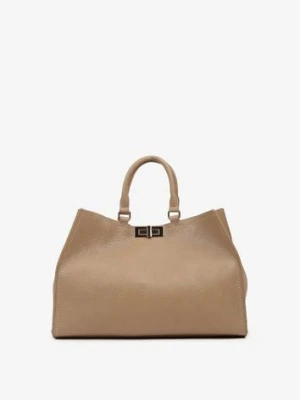 Beżowa Torebka Shopperka z Rączkami Ozdobiona Klamrą Nalasia chantal firenze