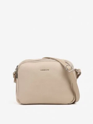 Beżowa Torebka Trzykomorowa Typu Listonoszka Ozdobiona Napisem Redemara luigisanto