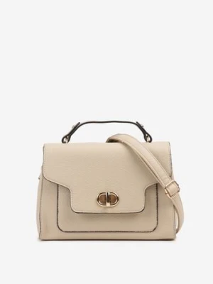 Beżowa Torebka Typu Listonoszka z Rączką i Ozdobną Klapą Monevia caely