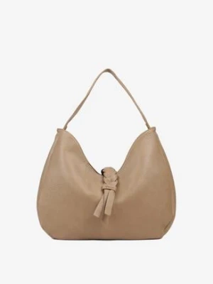 Beżowa Torebka Typu Shopperka Hobo z Frędzlem i Plecionką Nalivesa chantal firenze