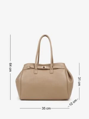 Beżowa Torebka Typu Shopperka na Ramię z Klamrą Remille kassandra