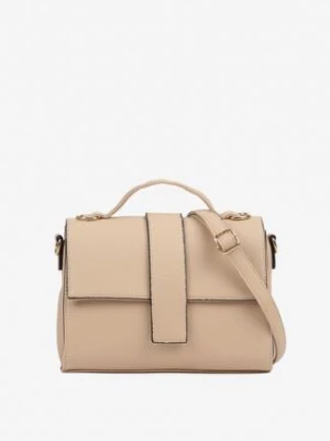 Beżowa Torebka w Stylu Listonoszki z Ozdobną Klapą Efathrina caely