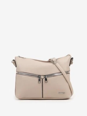 Beżowa Torebka z Regulowanym Paskiem i Ozdobnymi Suwakami Malarelle francis