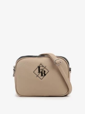 Beżowa Trzykomorowa Torebka Typu Listonoszka Ozdobiona Literkami Lanithara fashion&bags