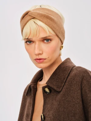 Beżowa wełniana opaska z domieszką kaszmiru TARANKO