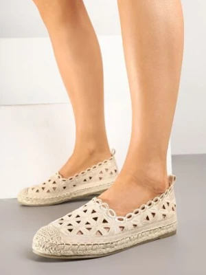 Beżowe Ażurowe Espadryle Ozdobione Plecionką Nelmio weide