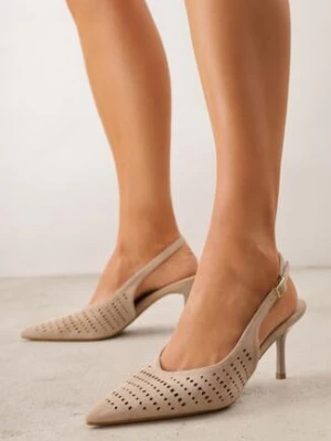 Beżowe Ażurowe Szpilki z Odkrytą Cholewką Chasianna marquiiz