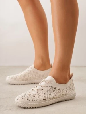 Beżowe Ażurowe Tenisówki w Stylu Boho Tidira seastar