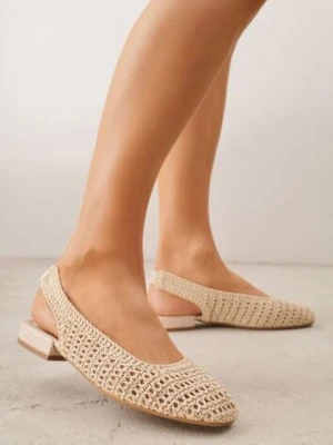 Beżowe Balerinki Slingback VICES z Cholewką z Plecionki Lilinova