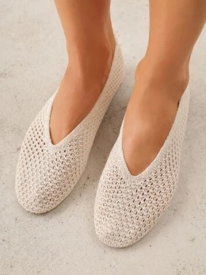 Beżowe Balerinki VICES z Plecioną Cholewką Mahala