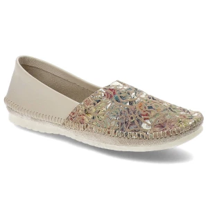 Beżowe Baleriny W Kwiaty Maciejka Wygodne Obuwie Damskie