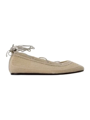 Beżowe Baleriny z Bawełny Slip-On Okrągły Nosek Isabel Marant