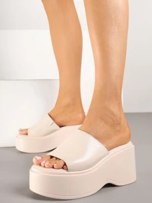 Beżowe Basicowe Klapki na Platformie Faliriela ideal