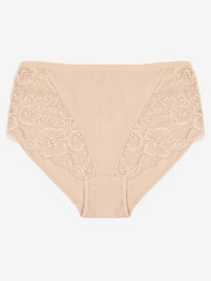 Beżowe Bawełniane Majtki Figi z Koronką Idiana