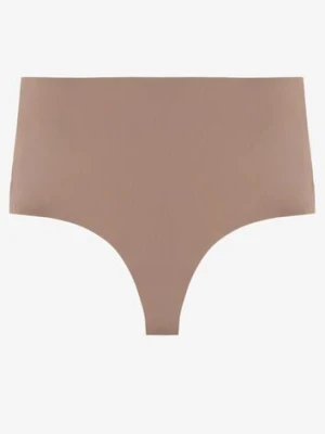 Beżowe Bezszwowe Majtki High Waist Kolunea