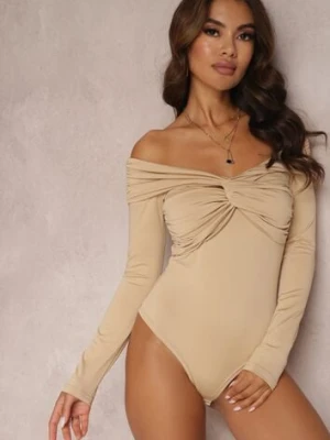 Beżowe Body z Odkrytymi Ramionami Tantorus by swan