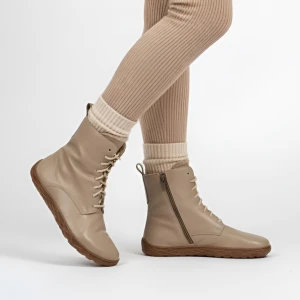 Beżowe Boki Wasak Ocieplane Buty Damskie Barefoot