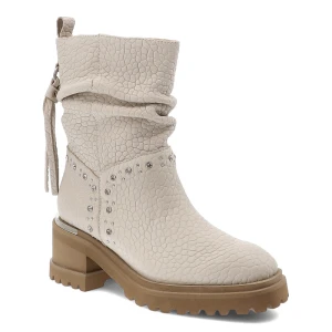 Beżowe Botki Alma En Pena Skórzane Obuwie Damskie Premium