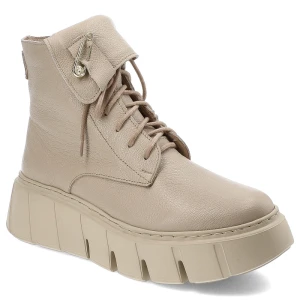 Beżowe Botki Armodo Modne Obuwie Damskie