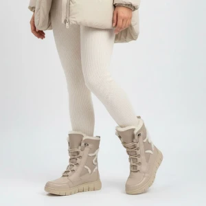 Beżowe Botki Armodo Modne Obuwie Damskie Z Futerkiem