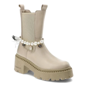 Beżowe Botki Chebello Eleganckie Buty Damskie