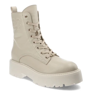 Beżowe Botki Chebello Obuwie Damskie Ze Skóry Naturalnej