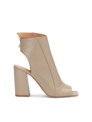 Beżowe botki peep toe na słupku Kazar