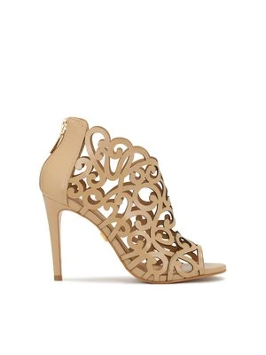 Beżowe botki peep toe z wyciętą cholewką Kazar