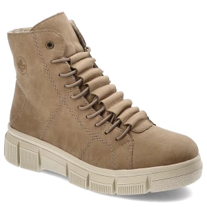 Beżowe Botki Rieker Ocieplane Obuwie Damskie