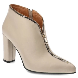 Beżowe Botki Simen Eleganckie Obuwie Damskie
