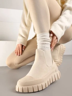 Beżowe Botki Sztylety za Kostkę na Platformie Divita vices