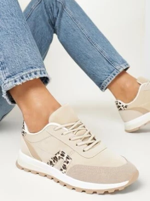 Beżowe Buty Sneakersy Sznurowane Yerotte