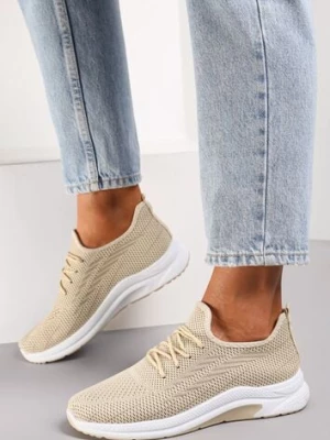 Beżowe Siateczkowe Buty Sportowe na Piankowej Podeszwie Linidas