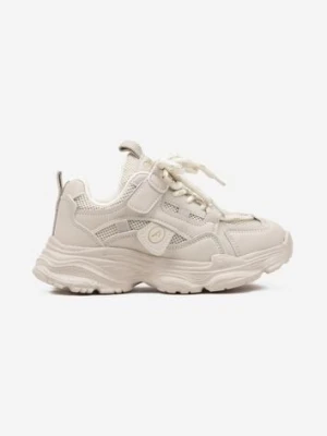Beżowe Buty Sportowe Sneakersy na Grubej Podeszwie w Stylu Streetwearowym Zelriti