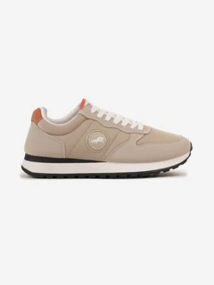 Beżowe Buty Sportowe Sneakersy z Ozdobną Aplikacją Salintia