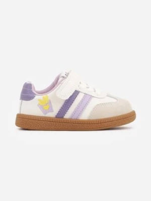 Beżowe Buty Sportowe Sneakersy ze Skórzaną Wkładką i Ozdobami 3D Ibysaris