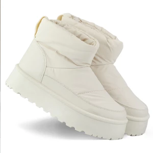 Beżowe buty zimowe śniegowce damskie na platformie beżowy Inna marka