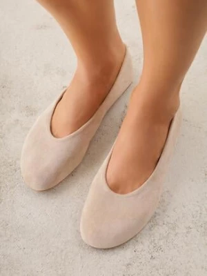 Beżowe Casualowe Balerinki z Imitacji Zamszu Zambra
