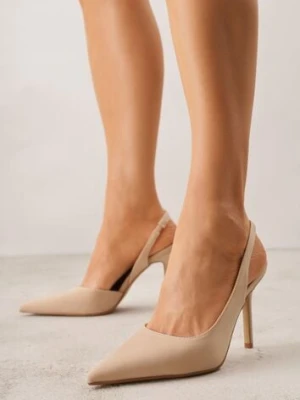 Beżowe Casualowe Sandały na Szpilce Typu Slingback Lamigonia tulipano