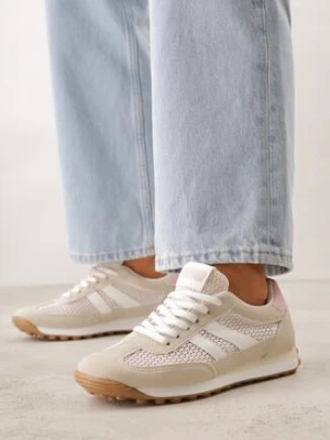 Beżowe Casualowe Sneakersy z Siateczkowymi Wstawkami Kassadina sport