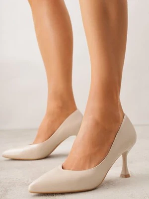 Beżowe Czółenka na Geometrycznej Szpilce Iolissa gogo gogo